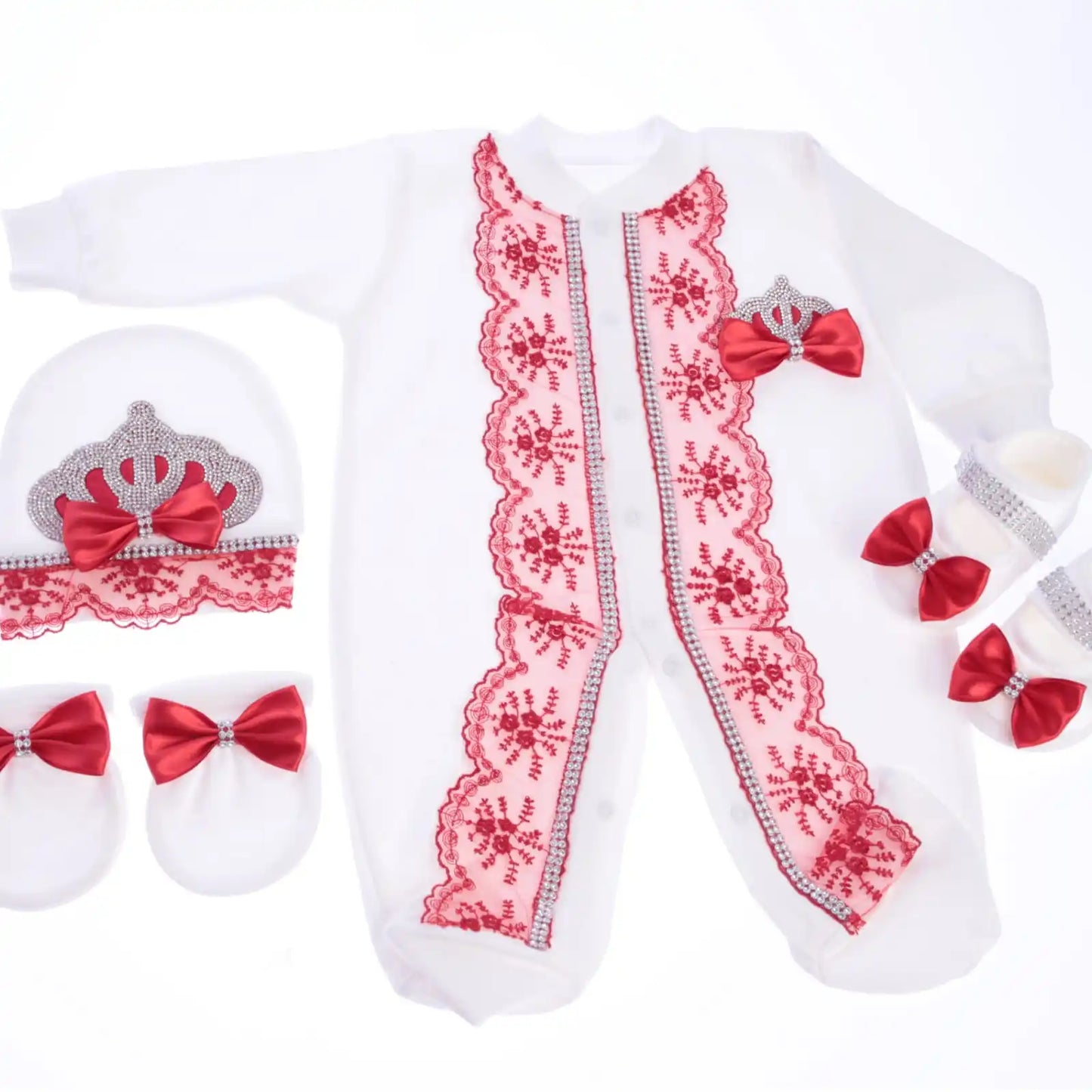 Dollbling Boy Baby Set Clothing Personalized Outfit Custom Baby Clothes Spring Angle Wing Lace Embroidery 4Pcs Layette
