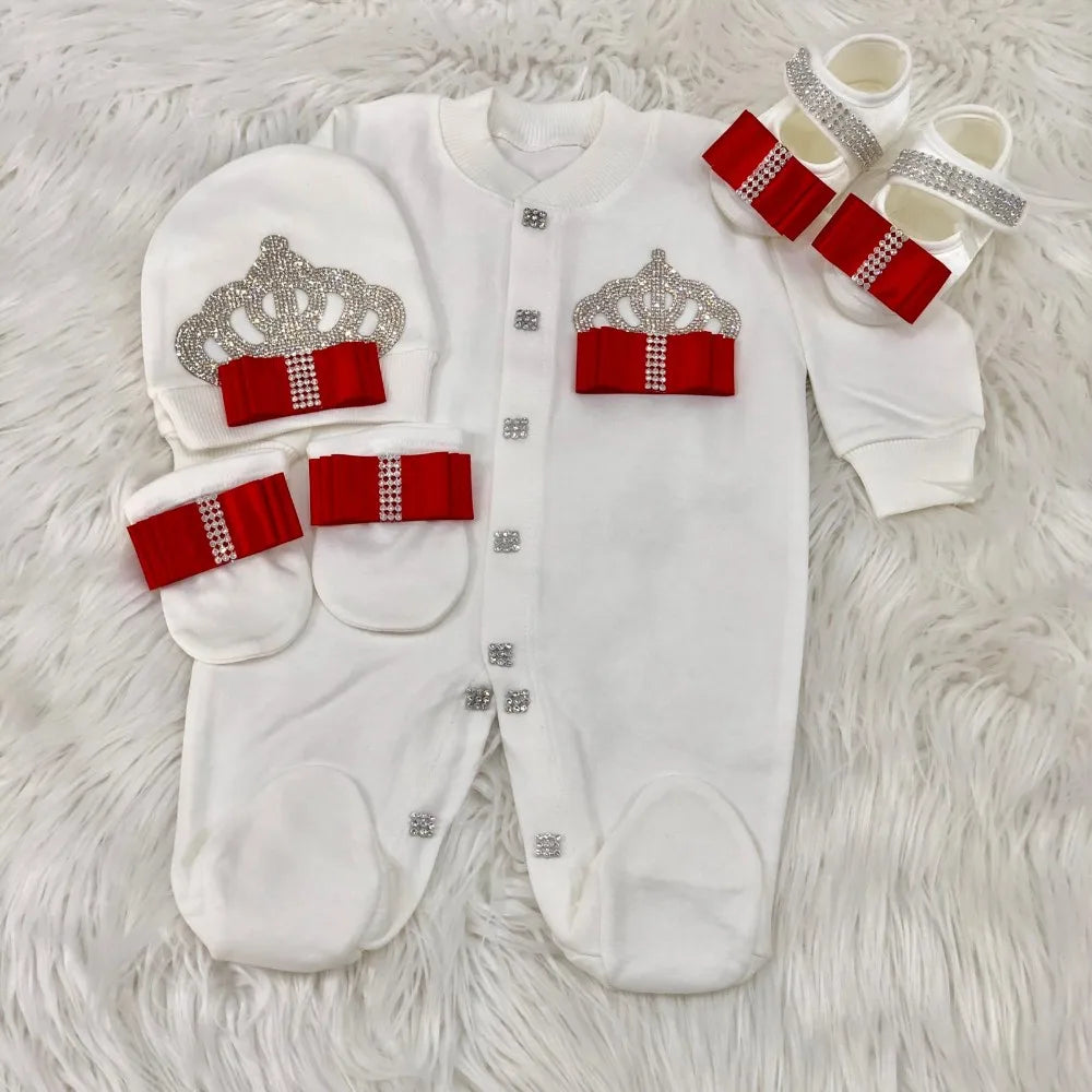 Dollbling Boy Baby Set Clothing Personalized Outfit Custom Baby Clothes Spring Angle Wing Lace Embroidery 4Pcs Layette