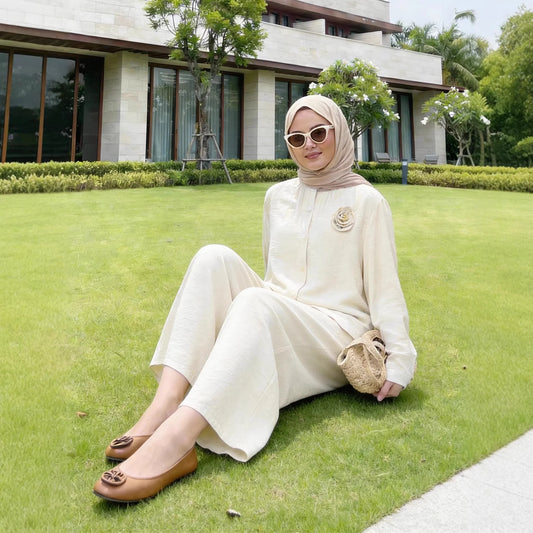 Eid Muslim Set for Women 2 Piece Matching Ramadan Shirt Pants Blouse Trousers Outfits Femme Musulmane Ensembles  Islam Clothing