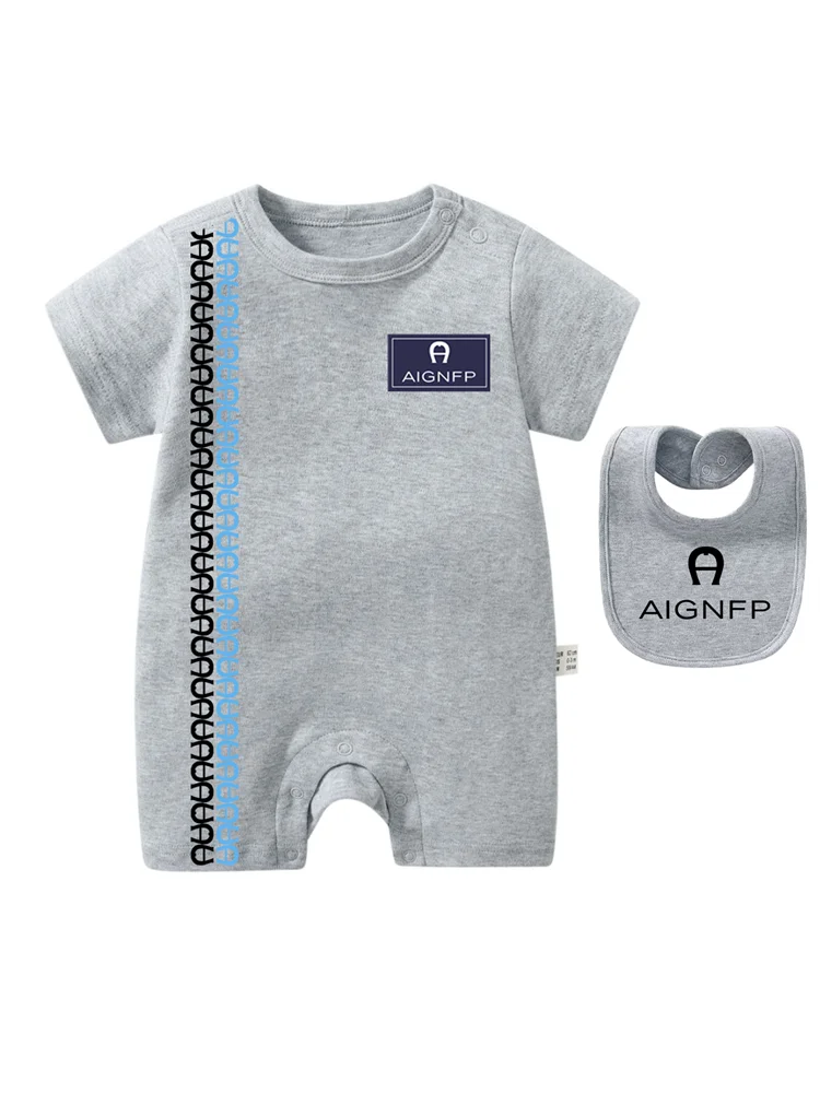 Summer Newborns Jumpsuit %100 Cotton Baby Clothes 2025 New Toddler Boys Rompers Bib scarf Set Infant Soft Short sleeve Bodysuits