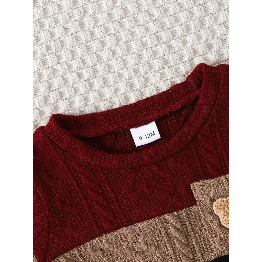 0-3 Years Baby&Kids Boy Clothing Set Three Color Spliced Top+Pants 2PCS Autumn and Winter Clothes Fashion Toddler Boy Costume