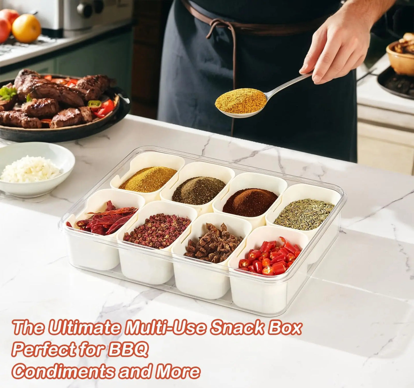 4/8 Grids Snackle Box Container Divided Serving Tray with Lid and Handle Portable Snack Platters for Fruits Snacks Perfect