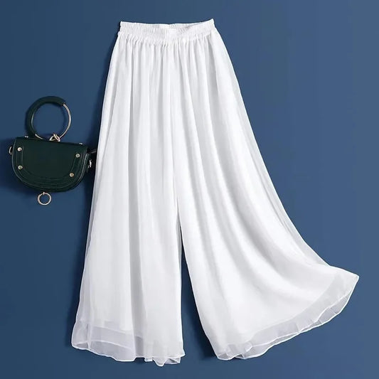 Casual Wide Leg Pants Women's Loose Fit Summer Thin High Waist Slimming Tencel Wide Leg Trousers White Color Fashionable