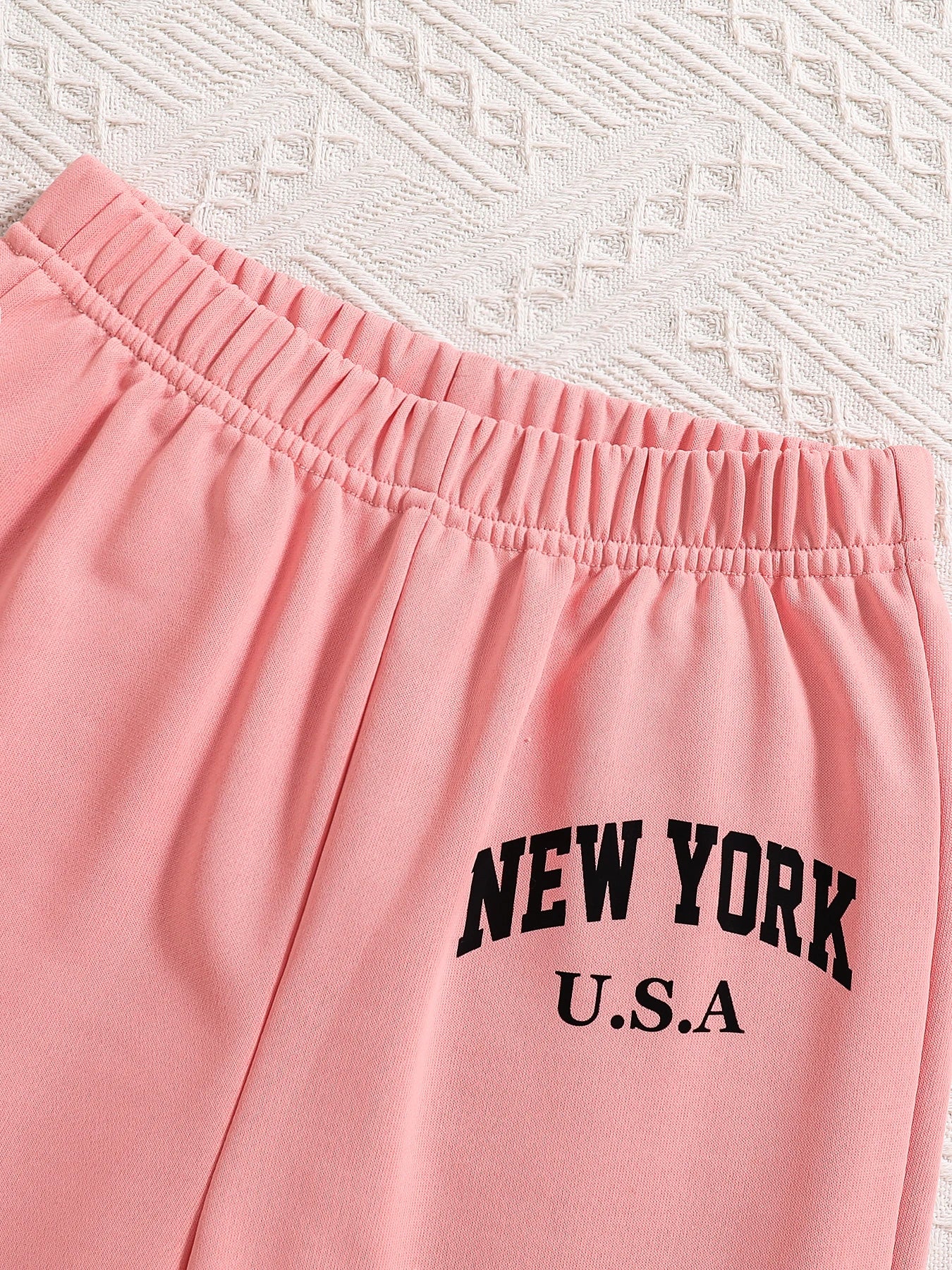 Children's clothing Spring and Autumn fashion girls' set letter printed pink hooded sweatshirt+white vest+pink pants 3 prceset