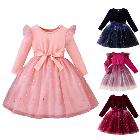 Toddler Baby Girl Christmas Dress For Girls Long Sleeve Dress Girls Winter Party Dress Balk Dresses For Little Girls