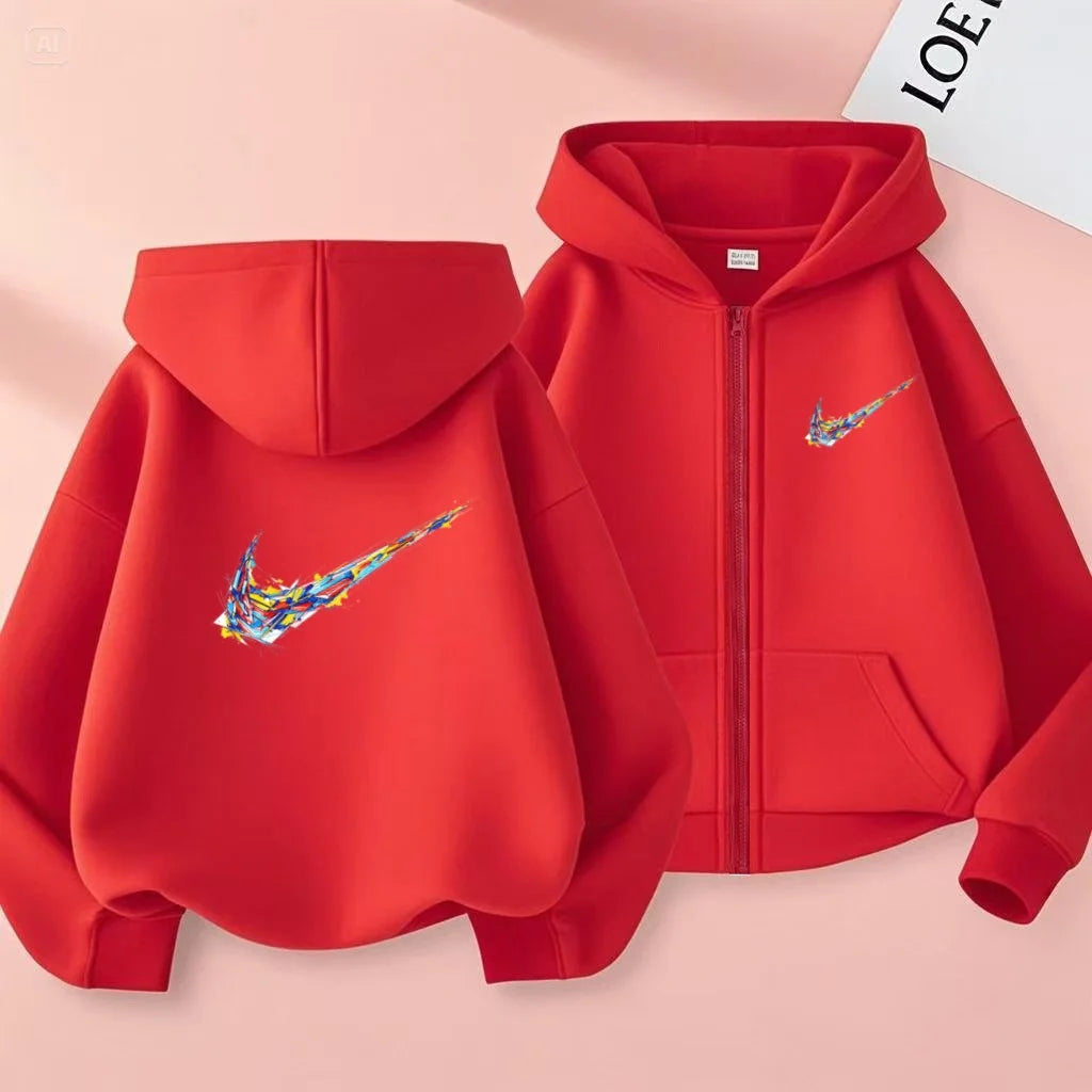 Children's Sportswear, Loose Sports Jackets, Boys and Girls Aged 3 to 12, Zipper Sportswear and Hoodies for Teenagers