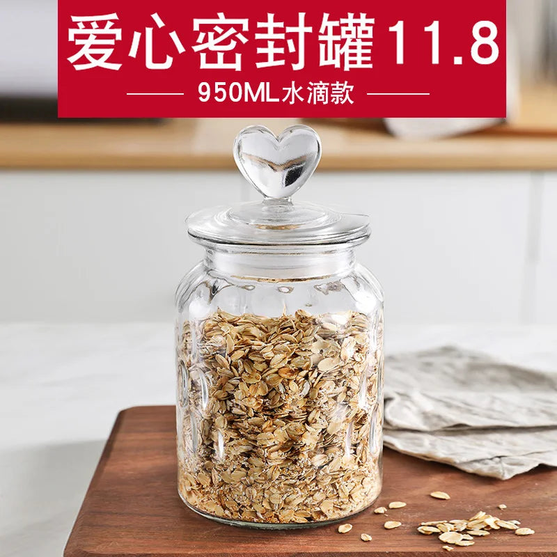 Transparent Sealed Jar Glass Bottle Kitchen Storage Box Food Grade Transparent Jar Miscellaneous Grain Snack Tea Storage Jar