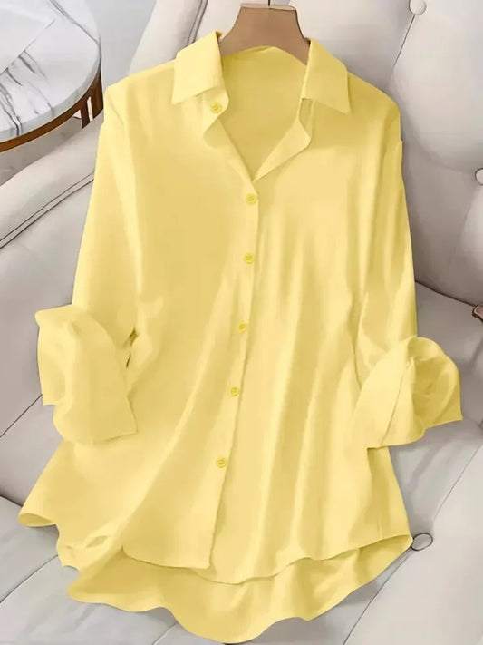 Plus Size Shirts 2025 Summer New Women's Casual Loose Fashion Top Elegant Blouses Single-breasted Lapel