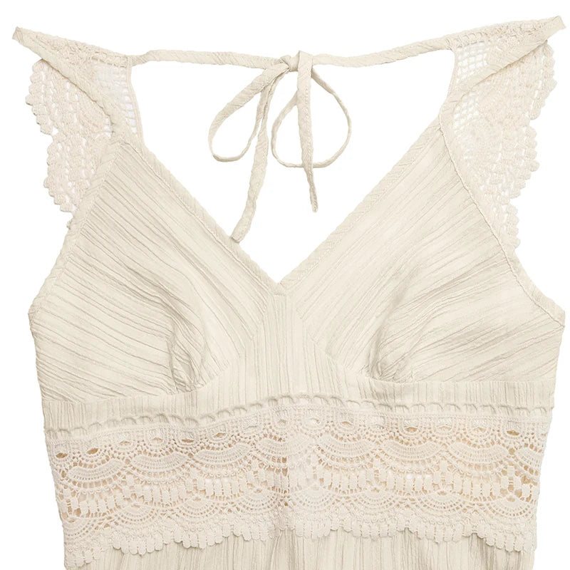 2026 Summer New Style, Solid Color Bralette Dress, Beach Style Lace Backless Long Dress for Ladies