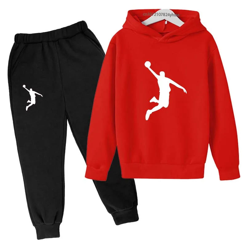 Kids Casual Autumn Spring 2pcs Hoodie+Pants Letter Print Tracksuits 2-13 Years Boys Girls Simple Outfits Children Clothes Sets