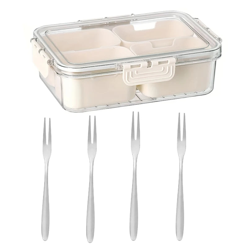 4/8 Grids Snackle Box Container Divided Serving Tray with Lid and Handle Portable Snack Platters for Fruits Snacks Perfect