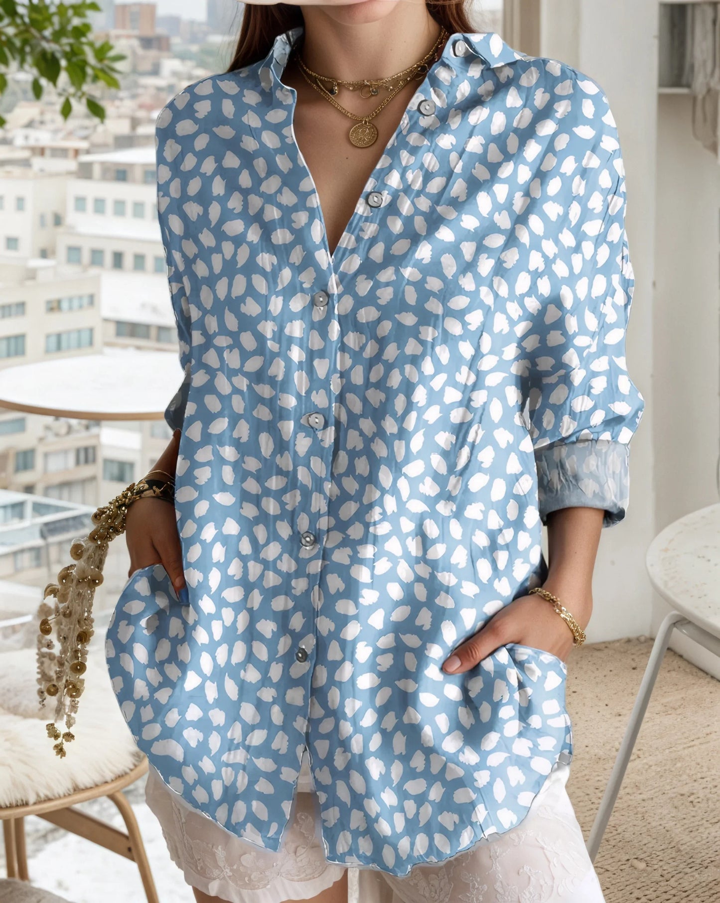 Plus Size 2025 Summer Women's Floral Shirt Ladies Casual Lapel Simple Short Sleeve Blouse Elegant Loose Fashion Tops Office Wear