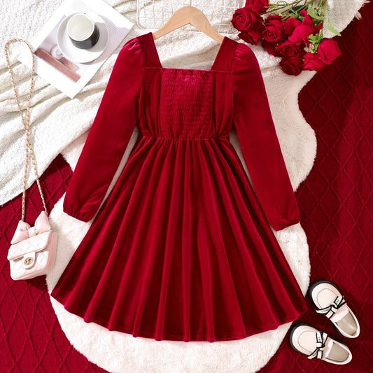 Young Girls' Autumn Outfits Long Sleeve Dress For Christmas Birthday Parties Young Girls Dresses Clothing For 8 9 10 11 12 Years