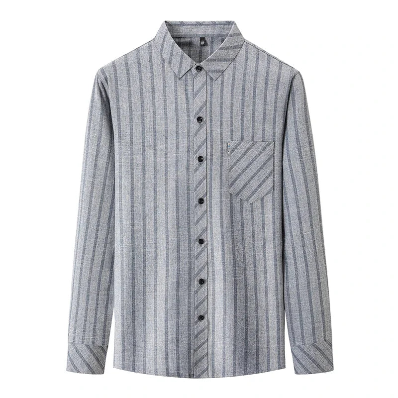 New Men's Business Casual Long Sleeved Printed Shirt with Wrinkle Resistance No Ironing Comfortable All Season Versatile Top