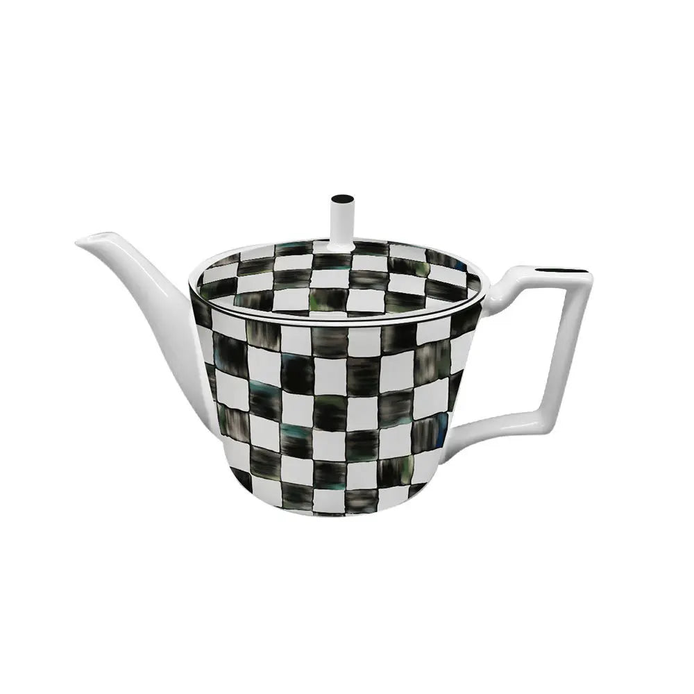 Black White Checkerboard Ceramic Dinner Plate Bone China Coffee Cup and Saucer Western Food Dishes Home Elegant Tableware Mug