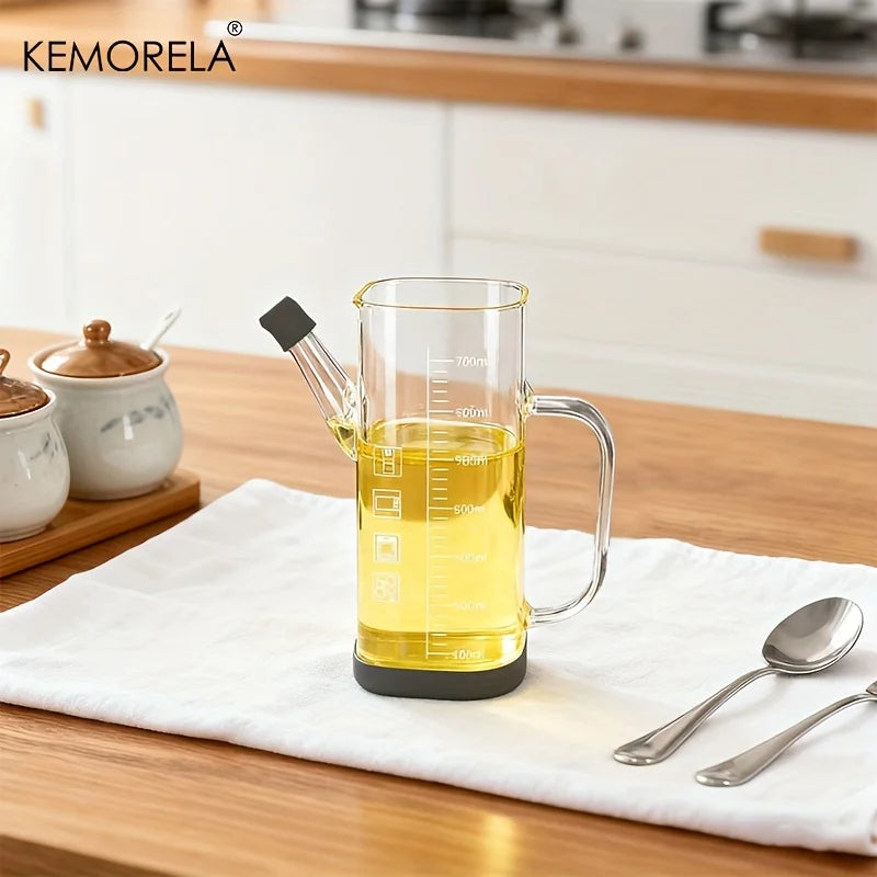 Kitchen Oil Dispenser Bottle, 700ml Olive Oil Pourer for Cooking Salad Dressing BBQ, Leak-Proof Precision Pourer With Scale