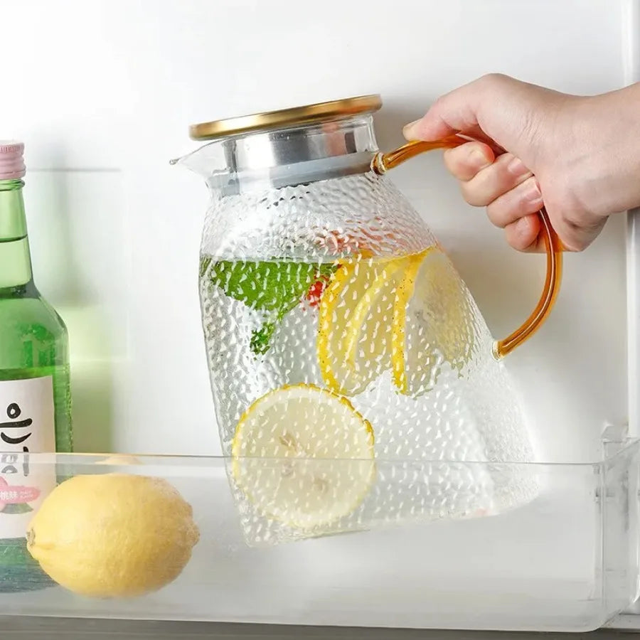 Household Large Capacity Jarra Transparent Glass Handle Heat-resistant Water Jug Teapot Water Bottle 1500ml 1800ml Glass Pitch