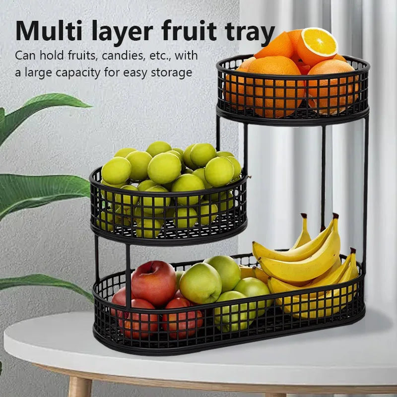 Multi-layer Fruit Tray Fruit Basket Vegetable Shelf Stackable and Removable Kitchen Storage Rack Snack Tray for Tea Table