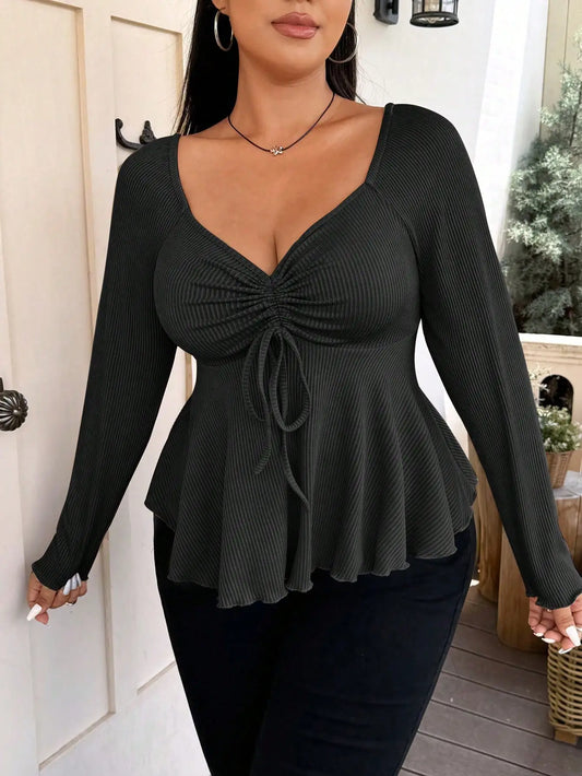 Elegant special new fashion solid color women's autumn and winter warm plus size T-shirt