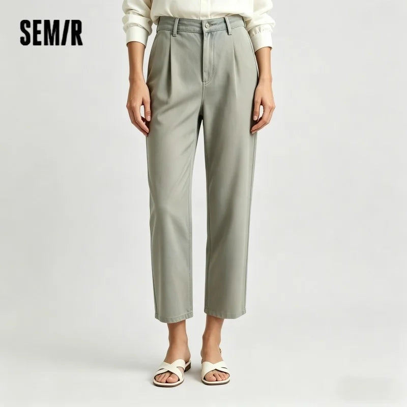 Semir Casual Pants Women Long Pants Relaxed Fit 2025 New Summer Elastic Waist Wide Leg Minimalist for  Daily Comfortable Wear