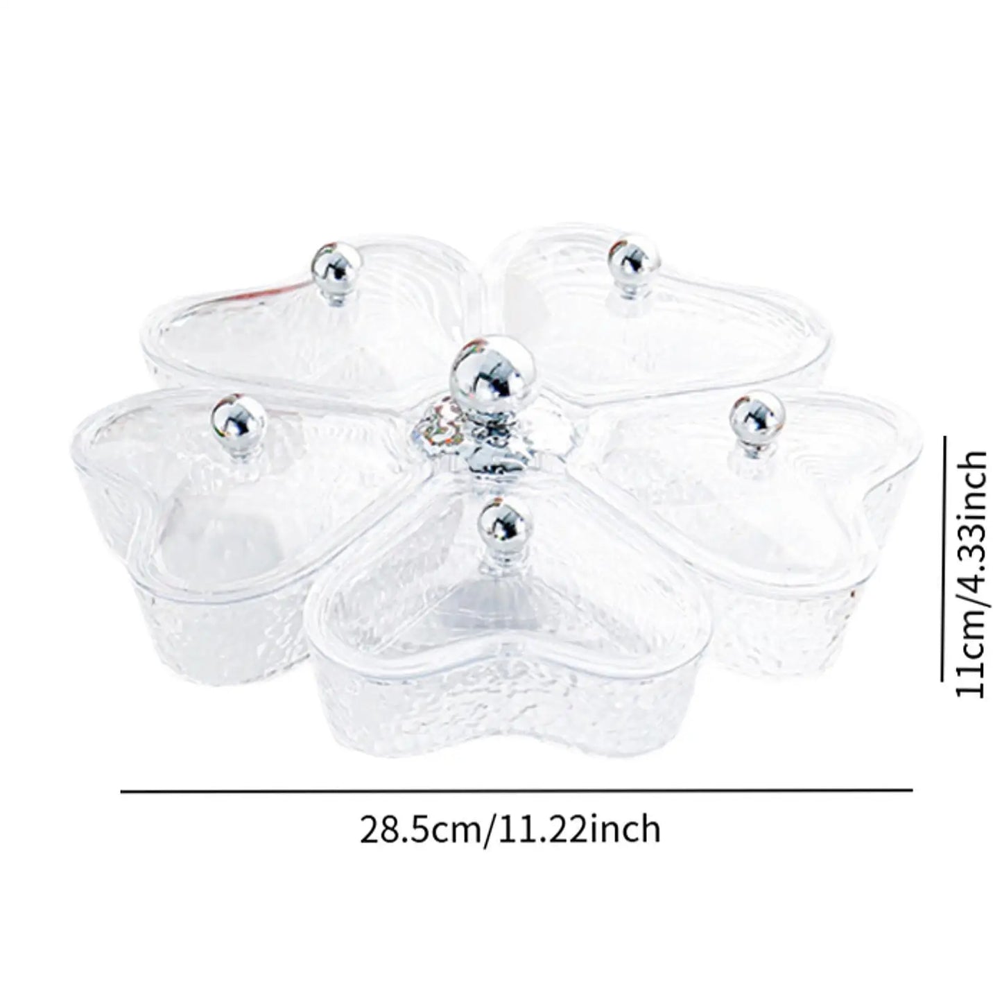 Divided Serving Tray Fruit Plate Organizer Nut Candy Veggie Tray Rotating Snack Platter for Candy Nuts Sweets Fruit Tea Party