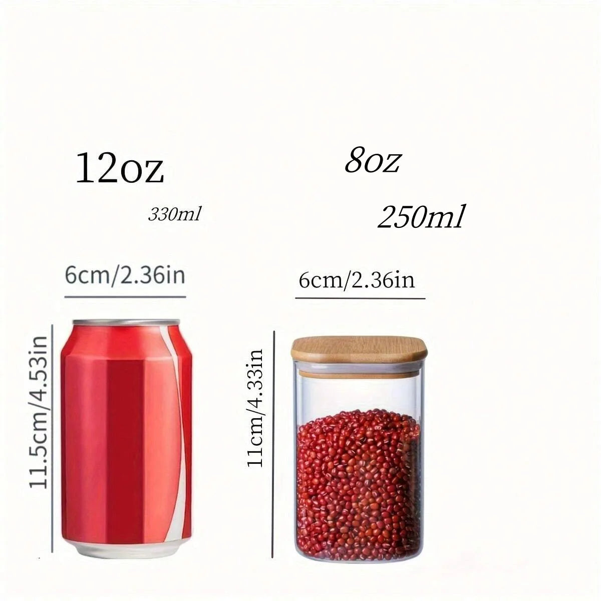 1/4/6/8/12Pcs - Square Food Storage Containers, Kitchen Spice Glass Jars, Transparent Glass Jar Set, Square Wide-Mouth Glass Storage Containers, Glass Airtight Jars, Coffee Bean Storage Containers, for Kitchen Spices, Grains,