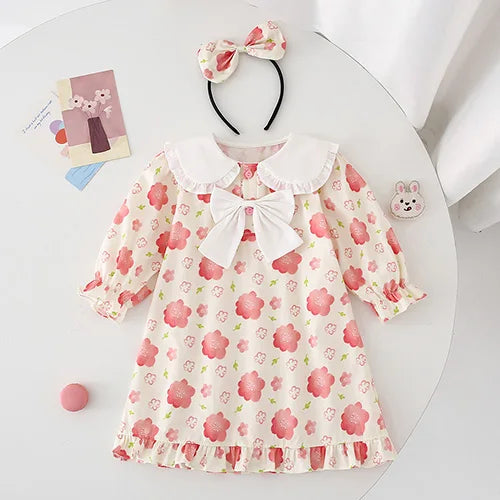 2025 New Autumn 1-5Yrs Girl Party Dress Baby Girl Romper Long Sleeved Cotton Splicing Kids Princess Dresses Sister Clothes
