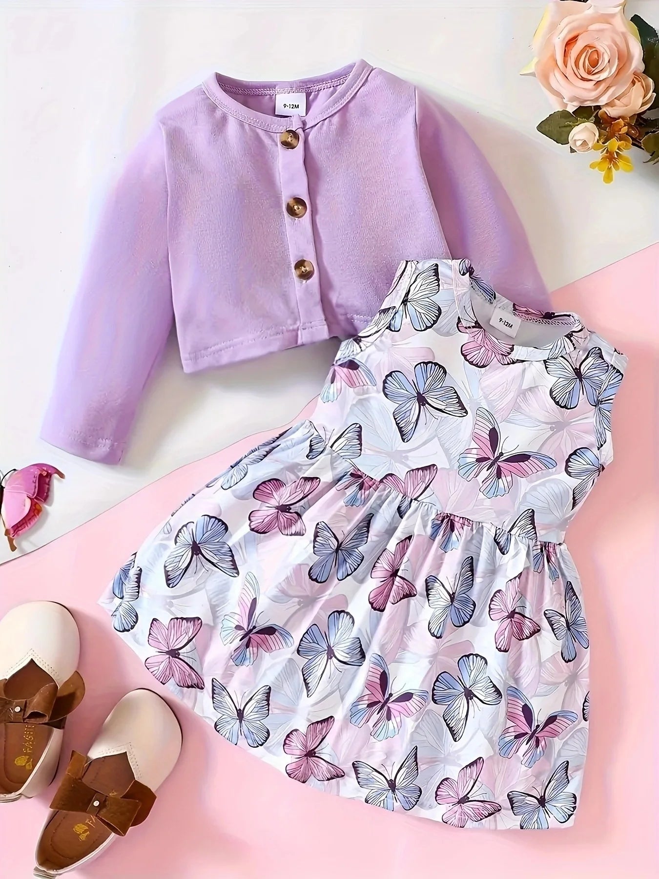 Prowow Fall Winter Baby Girl Denim Outfit Set Turn-down Collar Jeans Jacket+Deer Printed Dress Newborn Baby Birth Clothing