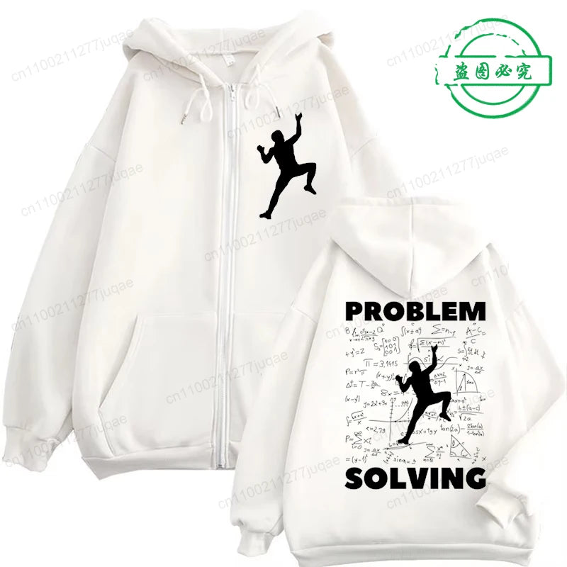 Problem Solving Math. Rock Climbing Funny Men Zip Up Hoodies Harajuku Hoodies Climbing Fashion Zip Hoody Zipper Fleece Tracksuit