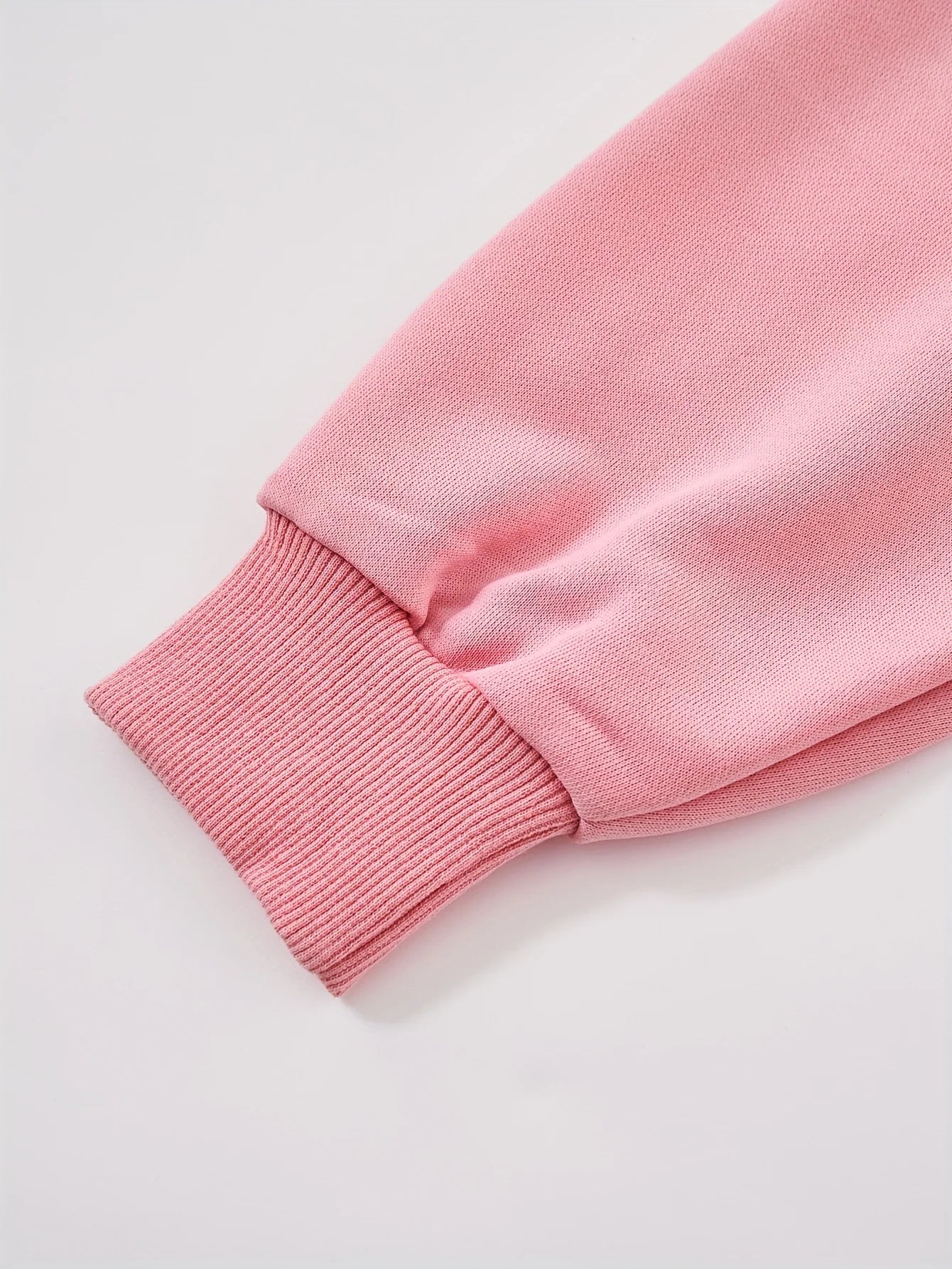 Girls' pink bow-patterned hoodie + black bow-stitched denim straight-leg pants set. Suitable for all seasons.