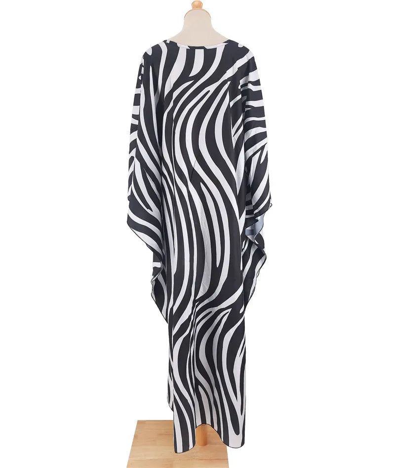 Plus Size Womens Animal Print Kaftan Dresses Caftans Swimwear Coverups Summer Bathing Suit Long Beach Dress