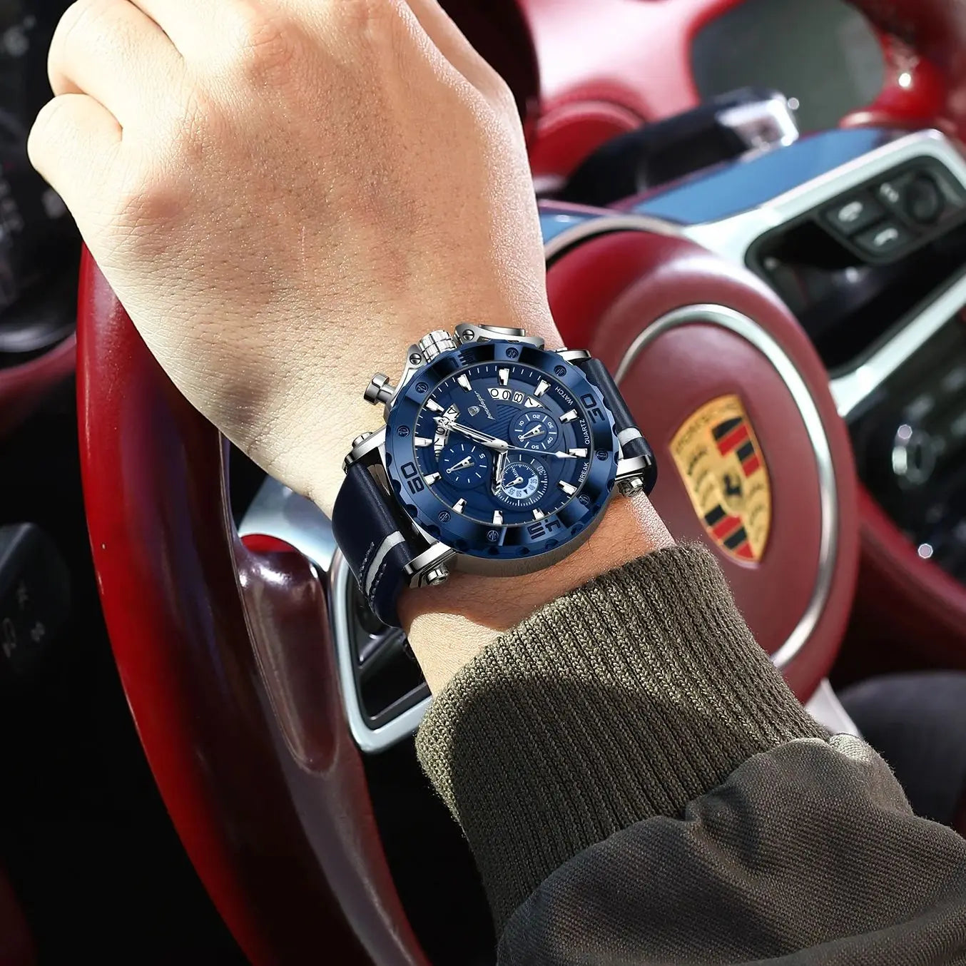 POEDAGAR High Quality Watch For Man Waterproof Luminous Date Fashion Men Clock Chronograph Leather Quartz Men's Watches Male+Box