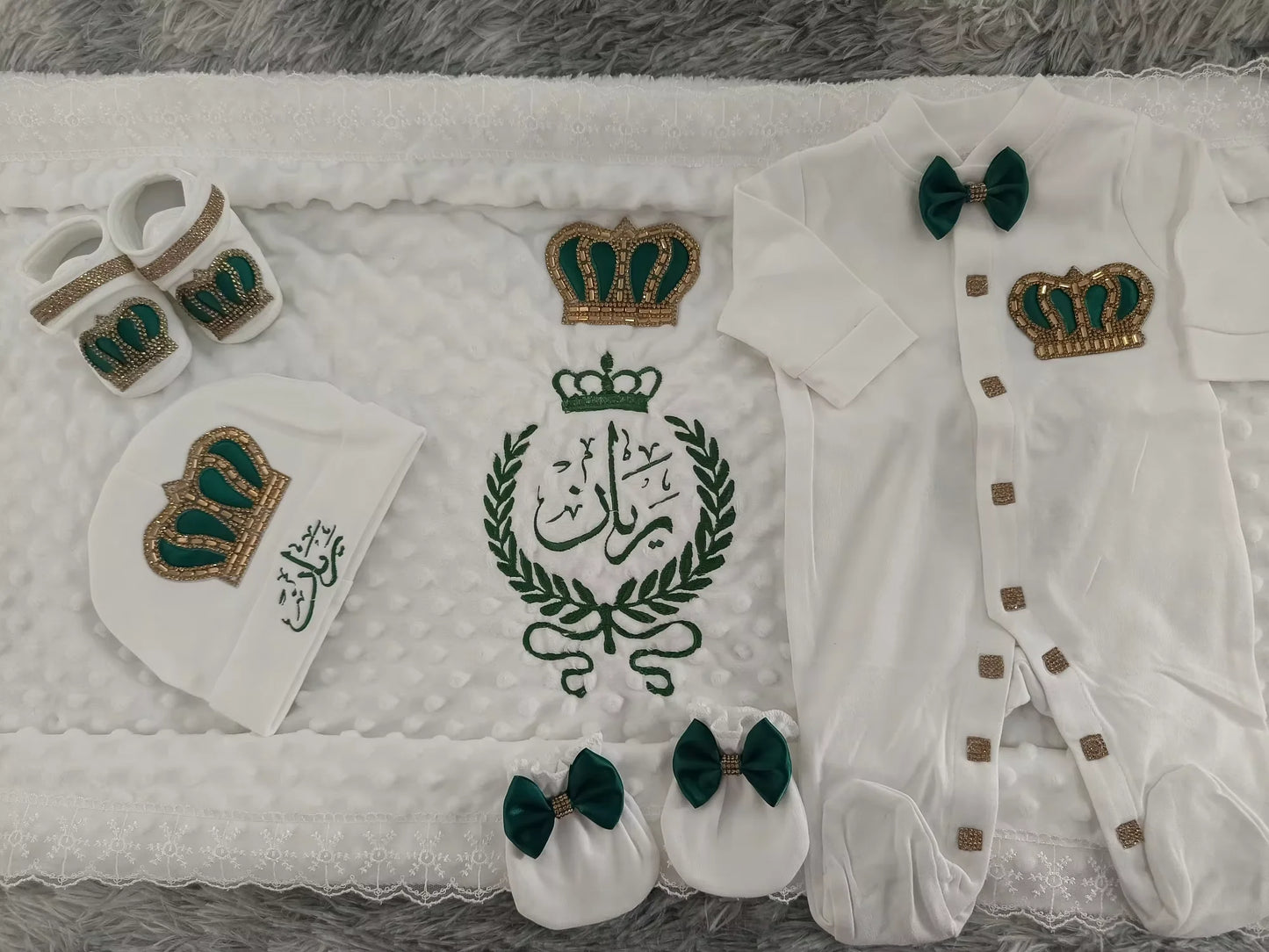 Dollbling Hospital Exit 5pcs Embroidery Name Newborn Angle Wings Romper Blanket  Nursery Bedding Swaddle Handmade Infant Outfit