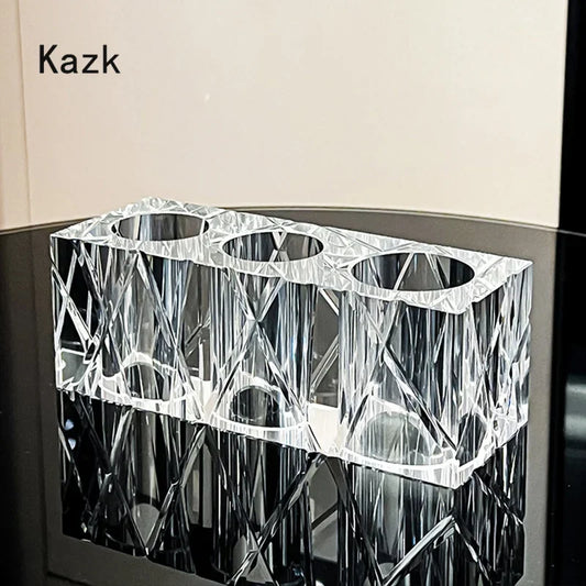 Advanced Crystal Bathroom Accessories Light Luxury Hotel Cutting Glass Toothbrush Holder Bathroom Storage Tray Cotton Swab Box