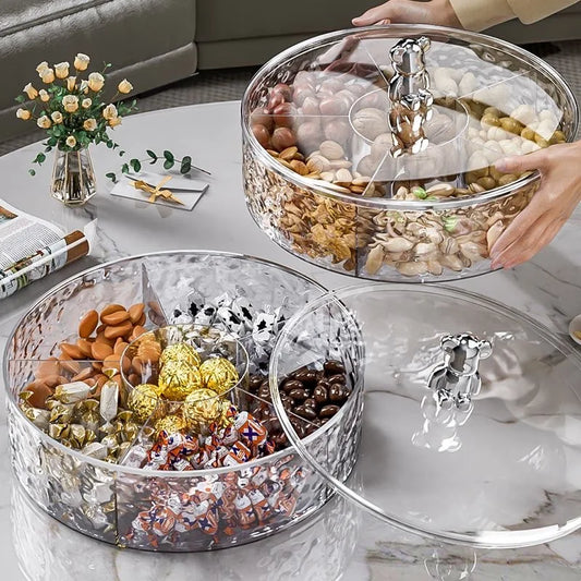 New style dried fruit tray for living room coffee table, a luxurious and high-end divided serving tray for nuts, seeds, candies,