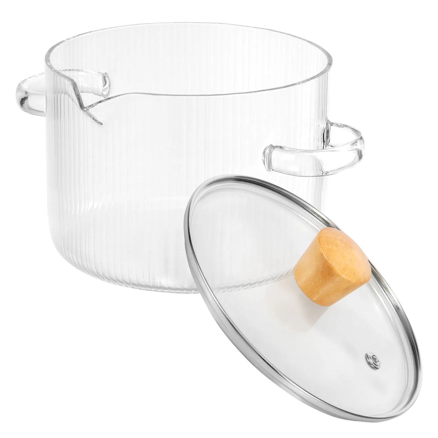 1600ML/2300ML Glass Cooking Pot Transparent Borosilicate Glass Simmer Pot with Lid Multifunctional Stew Pots for Cooking Kitchen