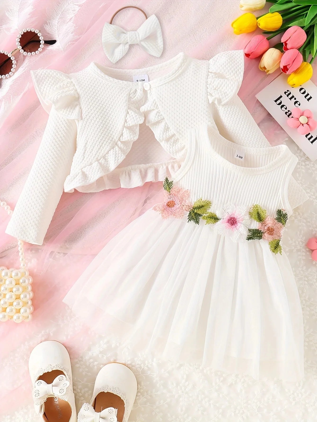 Prowow Fall Winter Baby Girl Denim Outfit Set Turn-down Collar Jeans Jacket+Deer Printed Dress Newborn Baby Birth Clothing