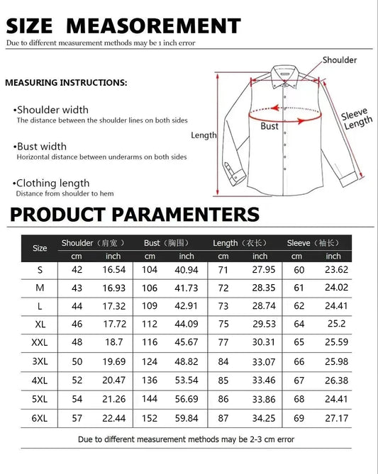 Men's Long Sleeve Shirt Formal Shirt Casual Business Loose Comfort High Quality Solid Color Large Size Men's Top Clothing