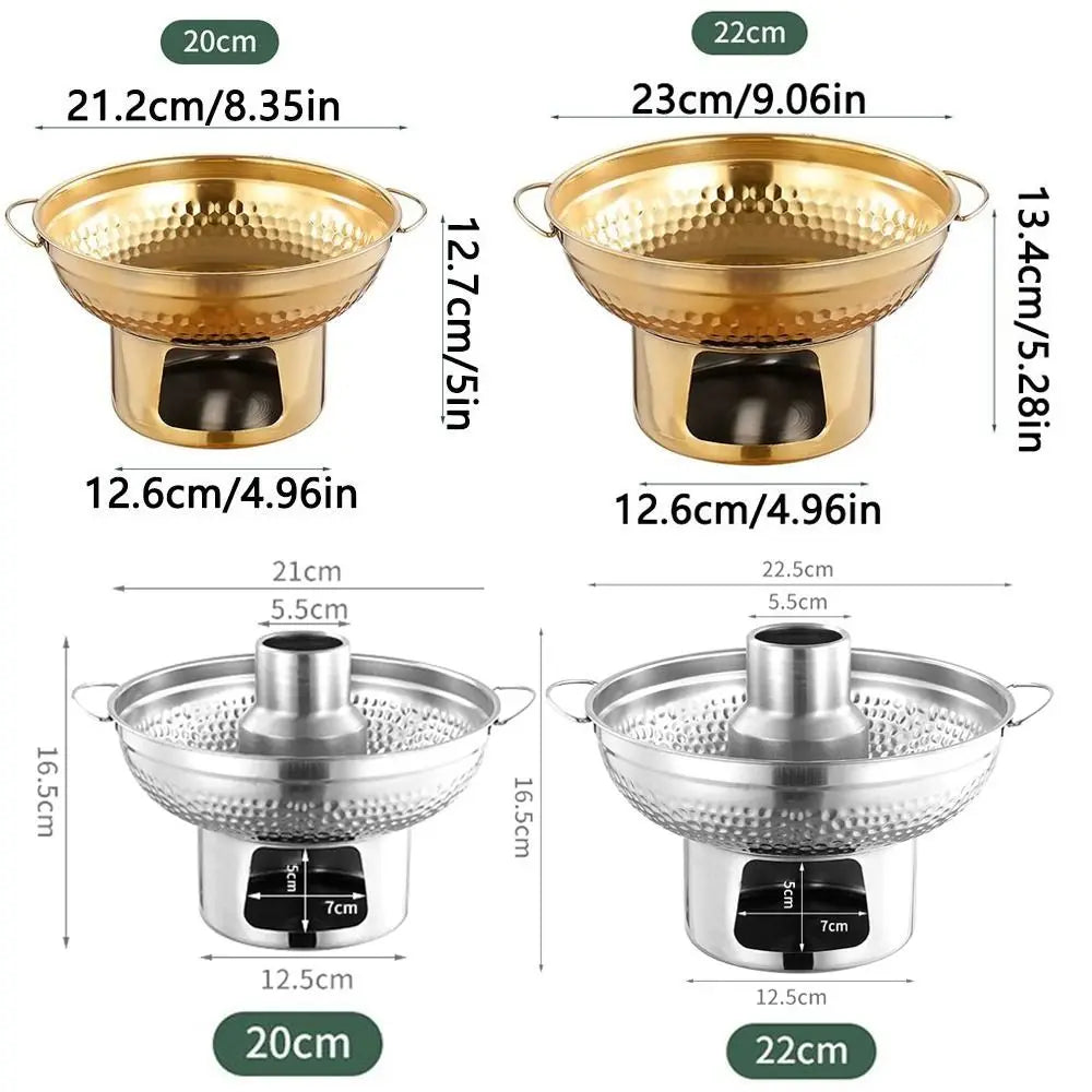 Modern 20/22cm Stainless Steel Hot Pot Fast Heating Thickened Double Ears Hot Pot Round Large Capacity Thai Hot Pot Outdoor
