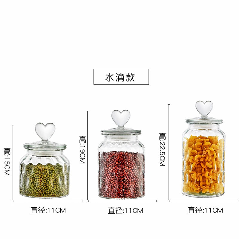 Transparent Sealed Jar Glass Bottle Kitchen Storage Box Food Grade Transparent Jar Miscellaneous Grain Snack Tea Storage Jar