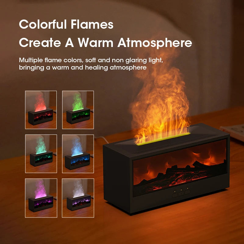 Aroma Humidifier for Home Essential Oils Simulated Fireplace Diffuser with LED Light and Remote Control