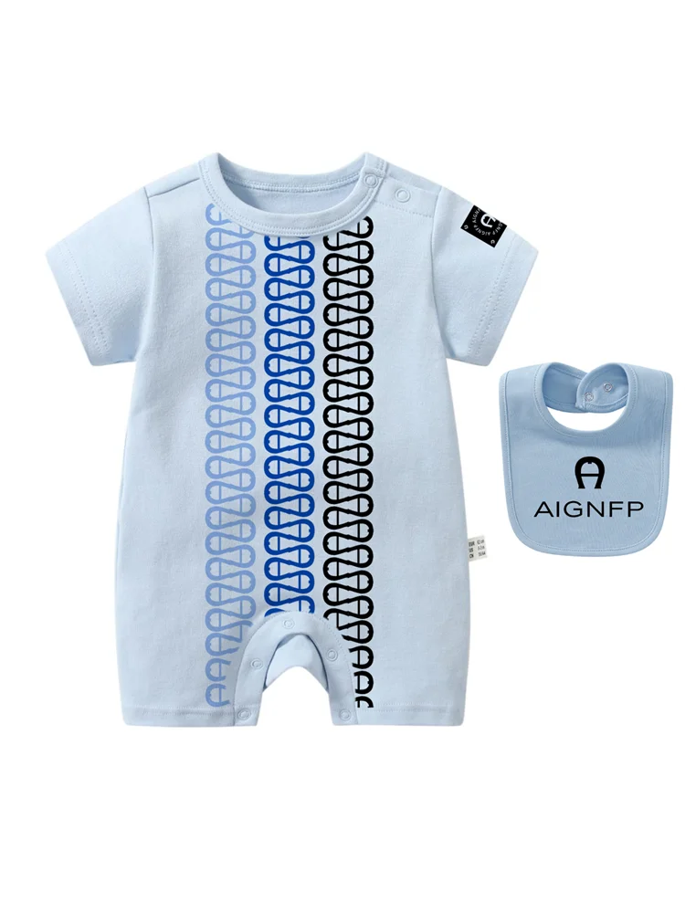 Summer Newborns Jumpsuit %100 Cotton Baby Clothes 2025 New Toddler Boys Rompers Bib scarf Set Infant Soft Short sleeve Bodysuits