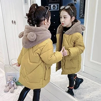 Autumn Winter Girls Jacket Keep Warm Hooded Windproof Outerwear Birthday Christmas Girls Coat 4 5 6 7 8 9 10 Years Kids Clothes