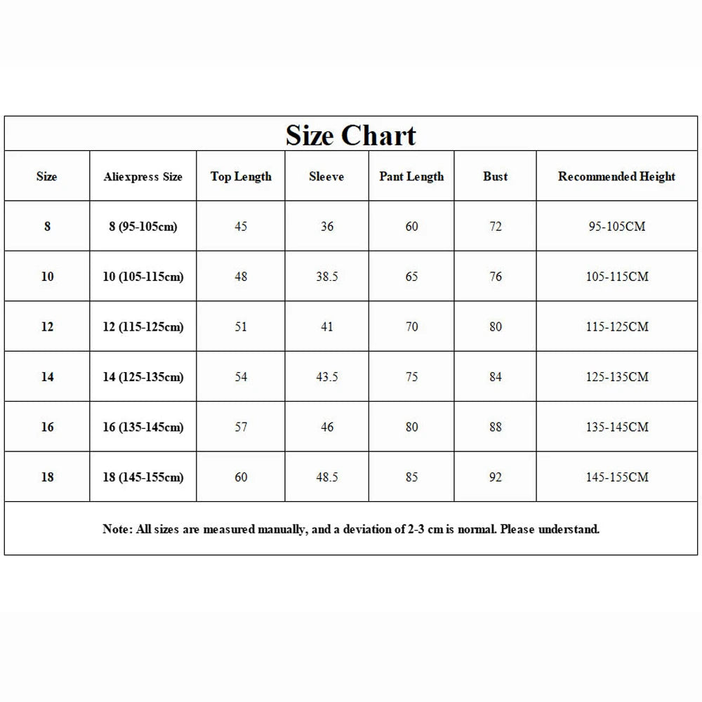 Girls' Pajamas Cartoon Sleepwear for Children Boys Teenage Kids 3 5 7 9 11 13 Yrs Home Wear Clothing Set Child Casual Outfits