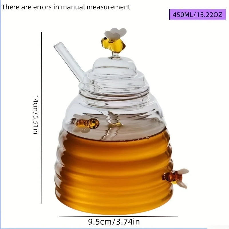 1pc Animal-Themed High Borosilicate Glass Honey Jar with Lid - Perfect for Kitchen & Dining