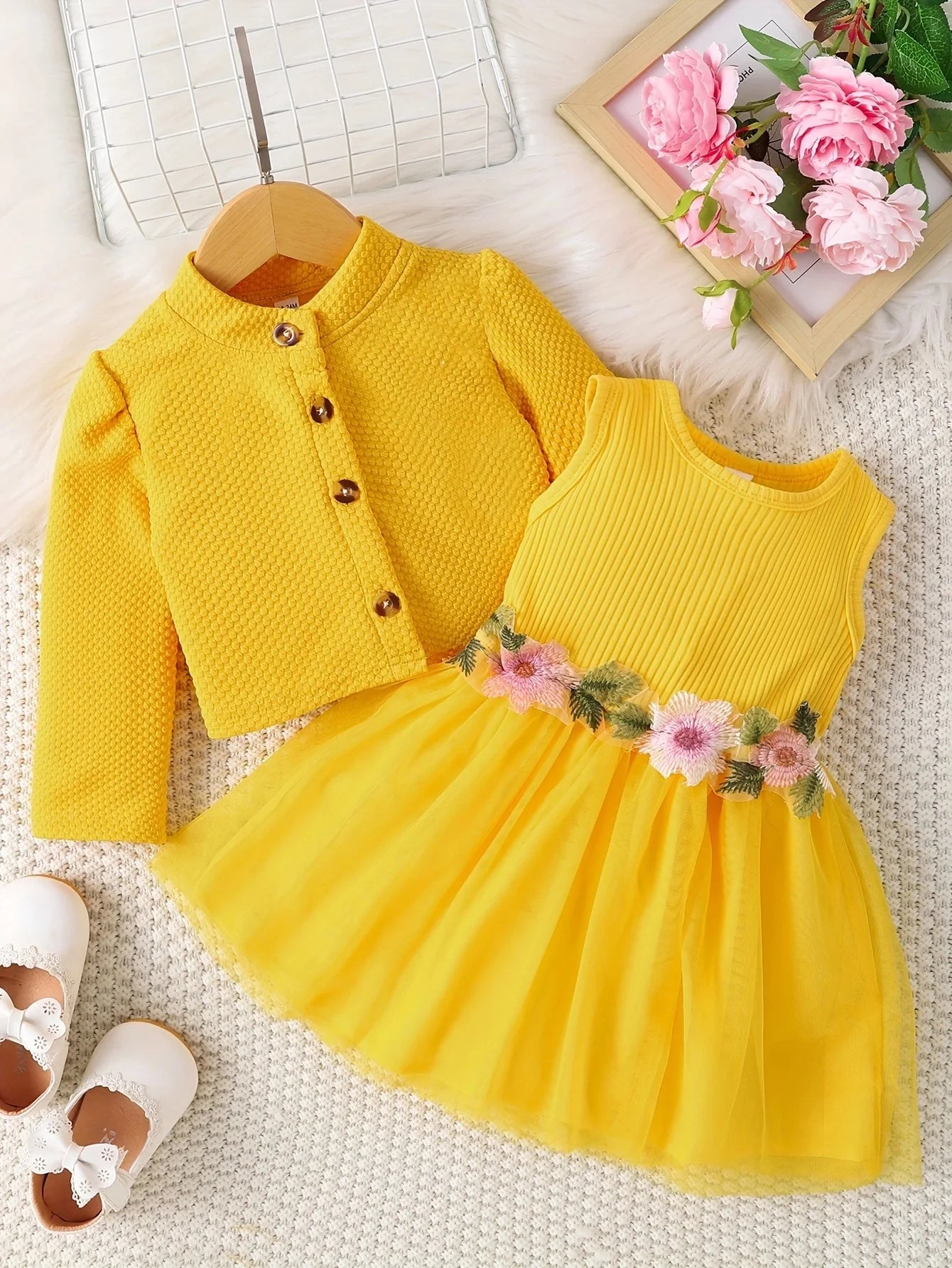 Prowow Fall Winter Baby Girl Denim Outfit Set Turn-down Collar Jeans Jacket+Deer Printed Dress Newborn Baby Birth Clothing