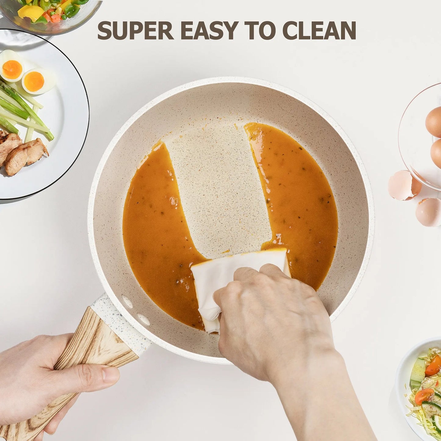 MICHELANGELO 3Pcs/set StickPot Home Non Stick Granite Coated Pan with Anti-Scald Handle Induction Cooker Soup Pot Kitchenware