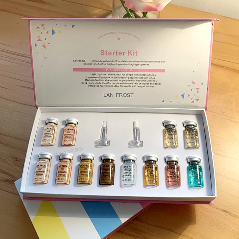 Korea 8ml BB Cream Glow Ampoule Essence Kit Woman&Man Facial Niacinamide/Salmon DNA Foundation Moisturizing Skin Care Beauty