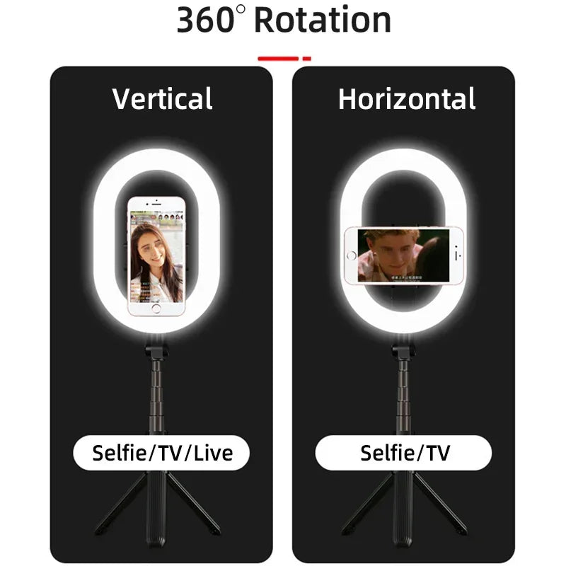 Selfie Stick With Ring Light LED Tripod For iPhone Android For Live Video Streaming Stand Holder Pole Smartphone Bluetooth 5.0