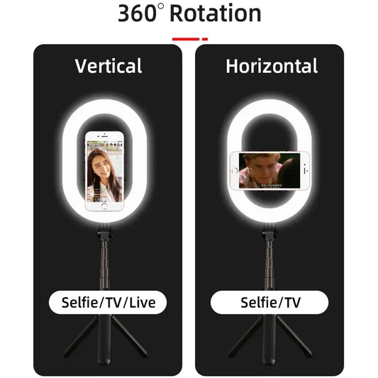 Selfie Stick With Ring Light LED Tripod For iPhone Android For Live Video Streaming Stand Holder Pole Smartphone Bluetooth 5.0